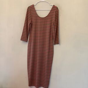 APT 9 tan pink tee shirt dress with 3/4 length sleeves Size M NWT